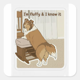 Sheltie pose quadratischer aufkleber