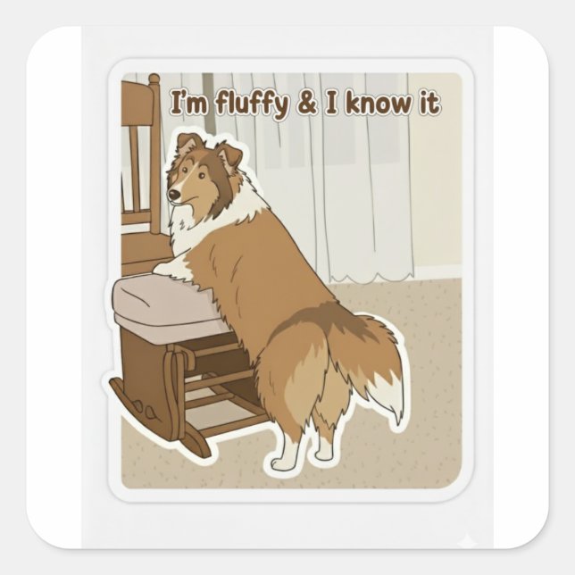 Sheltie pose quadratischer aufkleber (Vorderseite)