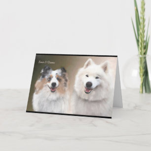 Sheltie & Samoyed Grußkarte; Unterstützung für NSR Karte
