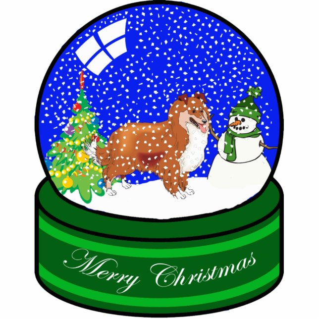 sheltie Schnekugel Fotoskulptur Ornament (Vorne)