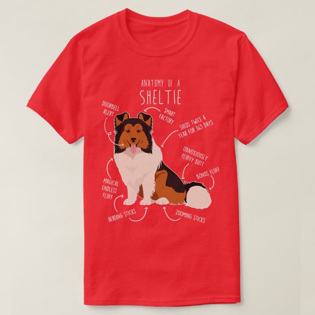 Sheltie Shetland Sheepdog Anatomie 1 T-Shirt (Design vorne)