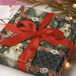 Sheltie Shetland Sheepdog viktorianische Flora Geschenkpapier