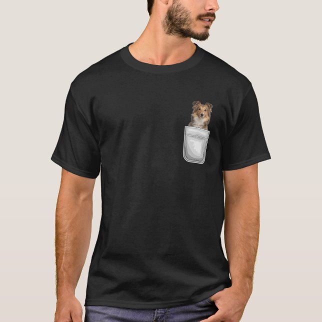 Sheltie Shetland Sheepdog Welpenhund in der Tasche T-Shirt (Vorderseite)