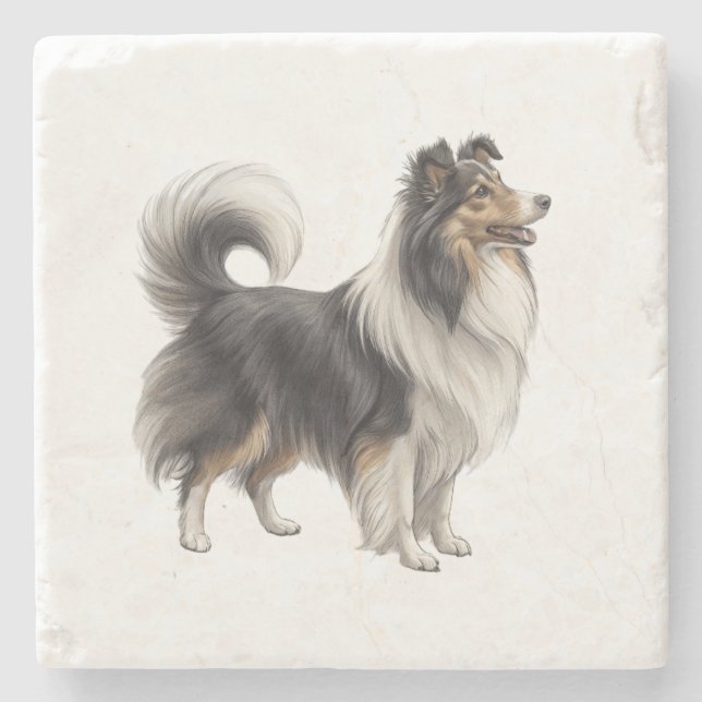 Sheltie Steinuntersetzer (Vorderseite)