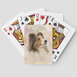 Sheltie stellen gegenüber spielkarten