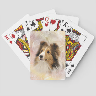 Sheltie stellen gegenüber spielkarten