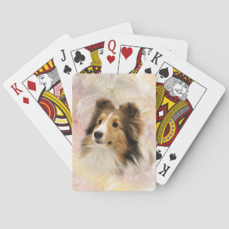 Sheltie stellen gegenüber spielkarten