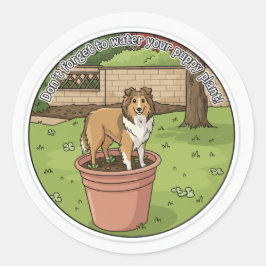 Sheltie-Topfpflanze Runder Aufkleber