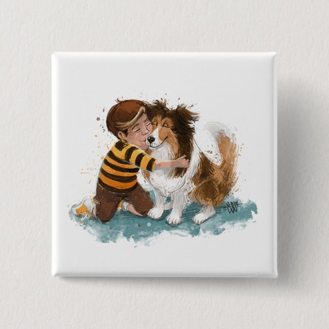 Sheltie und Boy Hug Button (Vorderseite)