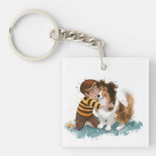 Sheltie und Boy Hug Schlüsselanhänger