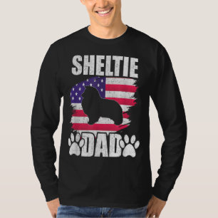 Sheltie Vater Dog Lover US Flag T-Shirt