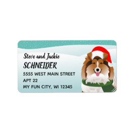 Sheltie Weihnachtsmannmütze Holiday Address Label Adressaufkleber