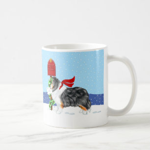 Sheltie Weihnachtspost-Tri Farbe Kaffeetasse