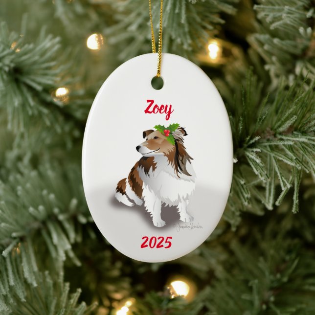 Sheltie with Holly Ornament (Baum)