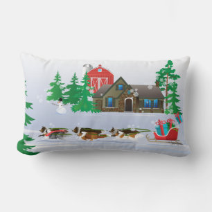 Shelties Pulling Sleigh, Weihnachten im Urlaub Lendenkissen