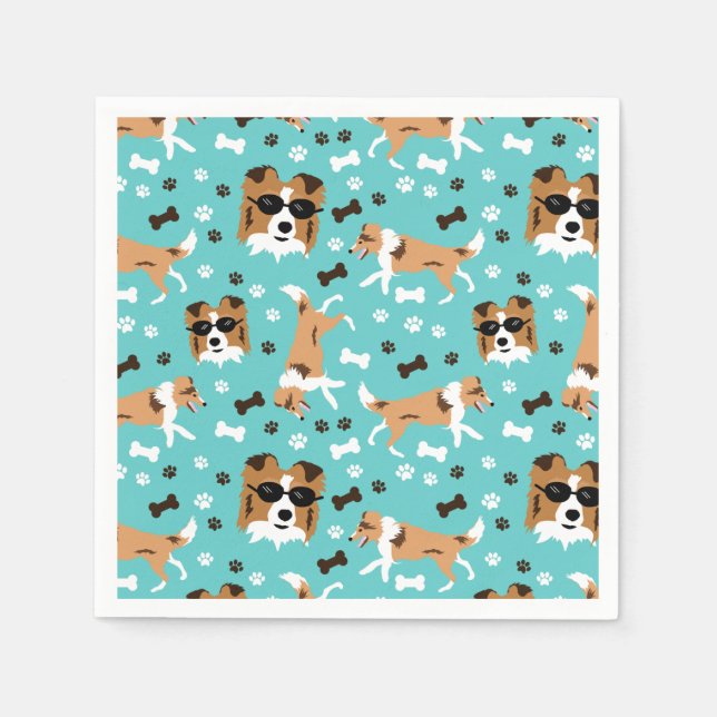 Shelties Shetland Sheepdog Collie Dog Pattern Napk Serviette (Vorderseite)