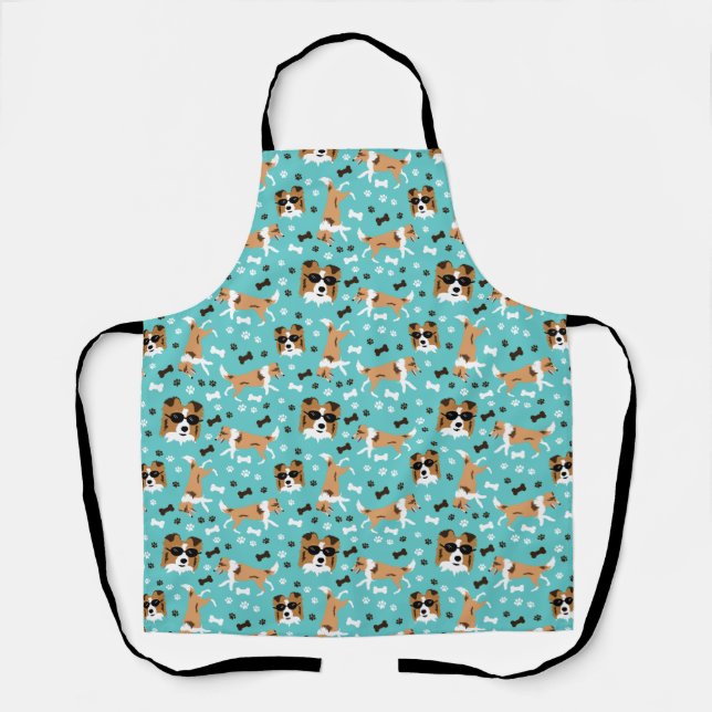 Shelties Shetland Sheepdog Collie Dog Paw Print A Schürze (Vorderseite)