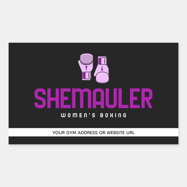 Shemauler Frauen Boxing Pink Boxhandschuhe Rechteckiger Aufkleber (Vorderseite)
