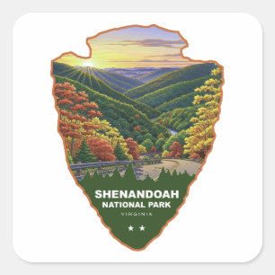 Shenandoah National Park Pfeilspitze Quadratischer Aufkleber