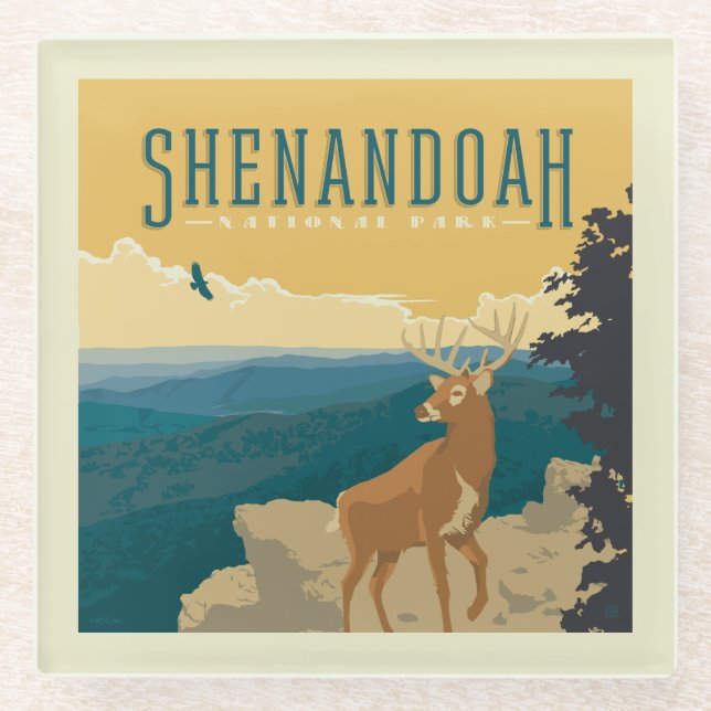 Shenandoah-Nationalpark | Hirsch Glasuntersetzer (Vorderseite)
