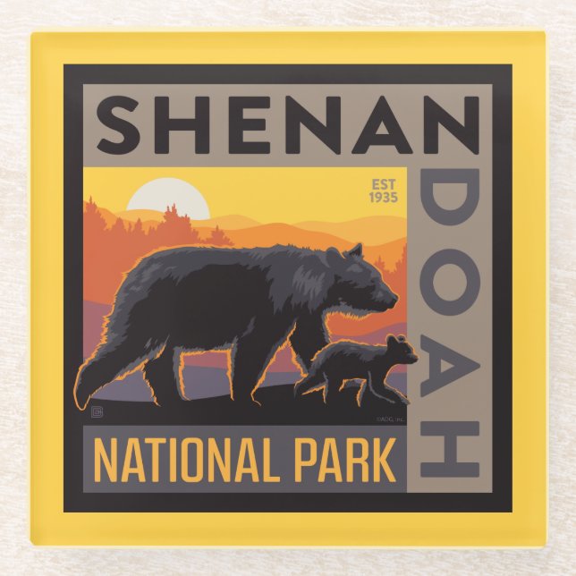 Shenandoah-Nationalpark | Mama Bear & Cubs Glasuntersetzer (Vorderseite)