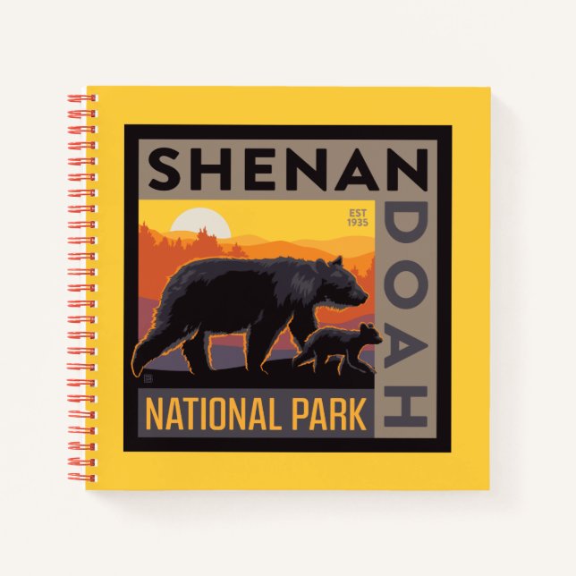 Shenandoah-Nationalpark | Mama Bear & Cubs Notizbuch (Vorderseite)