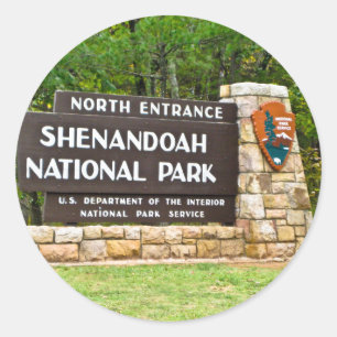 Shenandoah Nationalpark Nordeingang Zeichen Runder Aufkleber