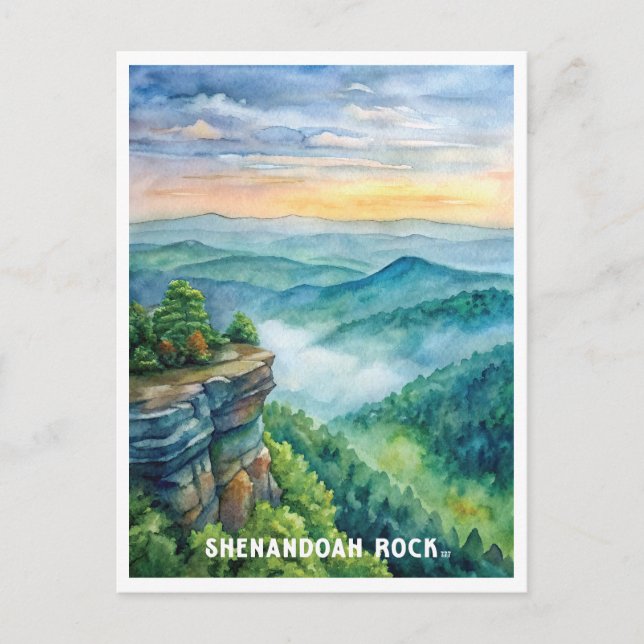 Shenandoah Rock Nationalpark Wasserfarben Malerei Postkarte (Vorderseite)