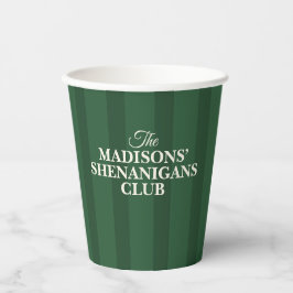 Shenanigan Family Name Green Stripes Pappbecher