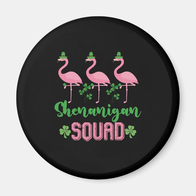 Shenanigan Squad Flamingo Leprechaun St Patrick s Magnet (Vorne)