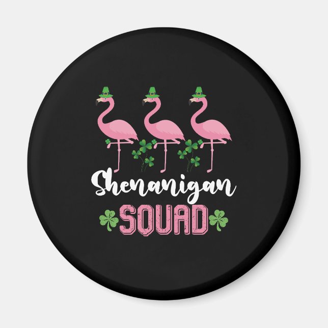 Shenanigan Squad Flamingo Leprechaun St Patrick s Magnet (Vorne)