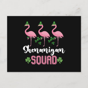 Shenanigan Squad Flamingo Leprechaun St Patrick s Postkarte