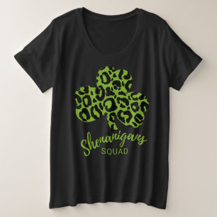 Shenanigan Squad St Patrick's Day Leopard Kleeblat Große Größe T-Shirt