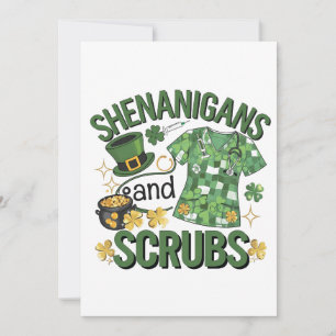 Shenanigans and Scrubs Funny Nursing St Patrick's Einladung