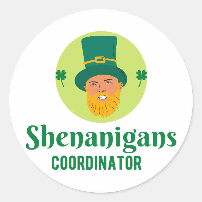 Shenanigans Coordinator St. Patrick's Day Runder Aufkleber (Vorderseite)