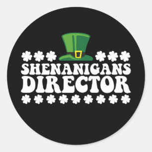 Shenanigans Director Groovy St Patrick's Day Irish Runder Aufkleber