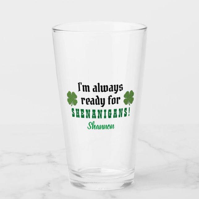Shenanigans Funny St. Patrick's Day Beer Pint Glas (Vorderseite)
