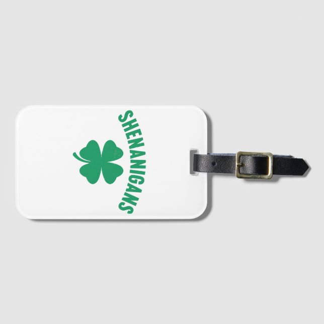 Shenanigans Kleeblatt St. Patrick's Day Retro Gepäckanhänger (Vorderseite (Horizontal))