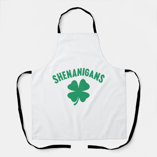 Shenanigans Kleeblatt St. Patrick's Day Retro Schürze (Vorderseite)