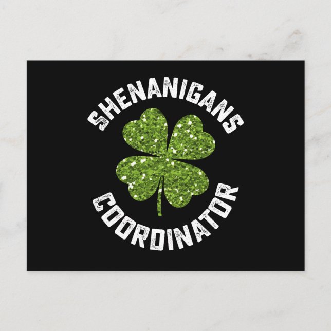 Shenanigans-Koordinator Funny St Patrick's Day Postkarte (Vorderseite)