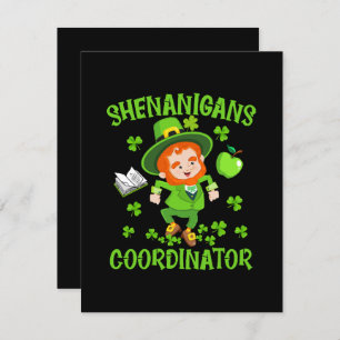 Shenanigans-Koordinator Funny Teacher St Patrick's Begleitkarte