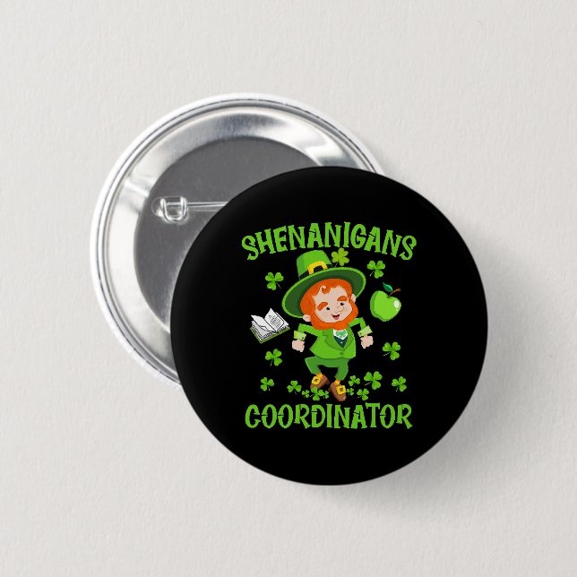 Shenanigans-Koordinator Funny Teacher St Patrick's Button (Vorne & Hinten)
