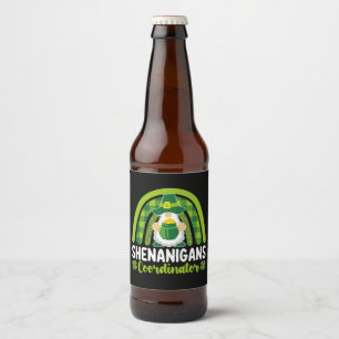 Shenanigans-Koordinator Gnomes St Patrick's Day Bierflaschenetikett