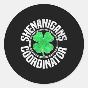 Shenanigans-Koordinator St Patricks Day Kleeblatt Runder Aufkleber