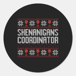 Shenanigans Koordinator Weihnachten hässlicher Pul Runder Aufkleber