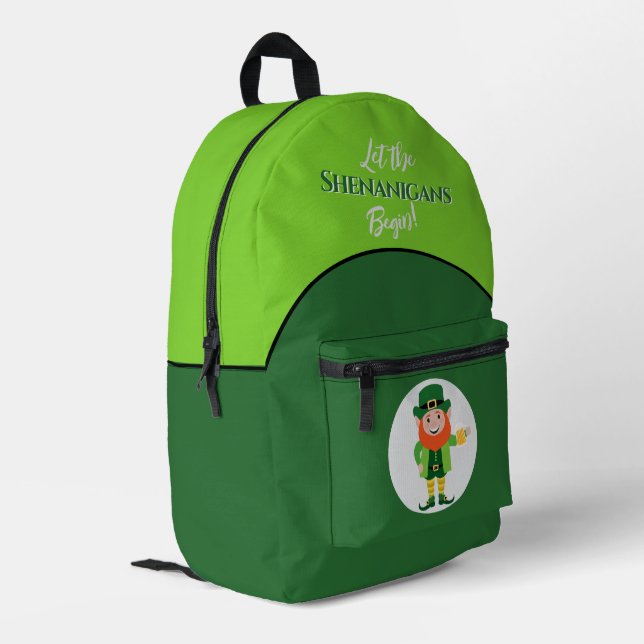 Shenanigans Leprechaun St Patrick’s Day Bedruckter Rucksack (Rückseitige Ecke links)