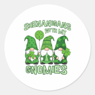 Shenanigans mit Gnomies St. Patrick's Day Gnom Runder Aufkleber