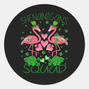 Shenanigans Squad Flamingo St Patrick's Day Runder Aufkleber