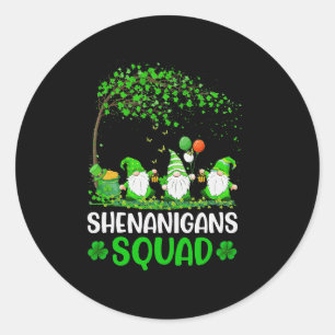 Shenanigans Squad Gnome Kleeblatt St Patricks Day Runder Aufkleber