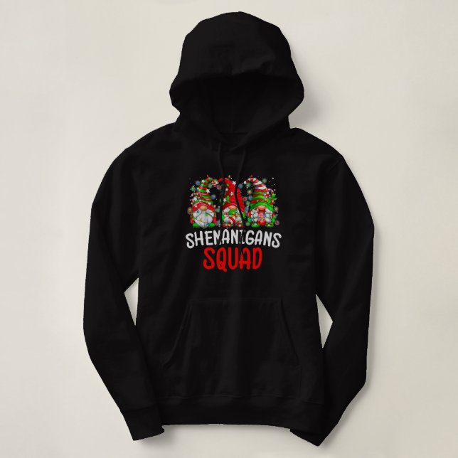 Shenanigans Squad Gnomes Lights Christmas Pajamas Hoodie (Design vorne)